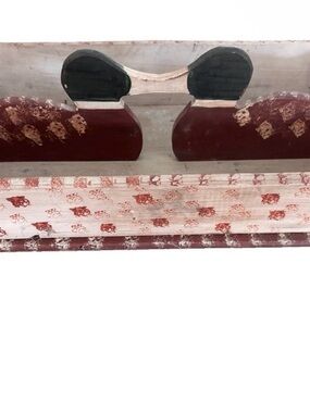 Vintage Folk Art Wooden Divided Tray w/ Duck Motif Handle Cottagecore Primitive